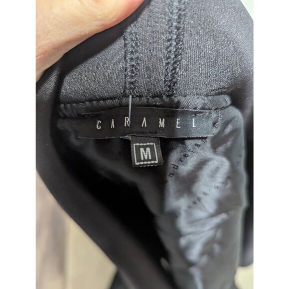 Caramel by Rosa & Rose Women's Black Solid Long-Sleeve Tie-Belt Net Trim Jacket - Picture 4 of 10